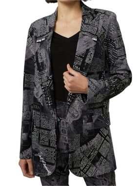 Joseph Ribkoff Newsprint Open Front Blazer Size 4